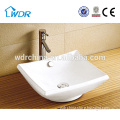 Rectangular single hole countertop art basin